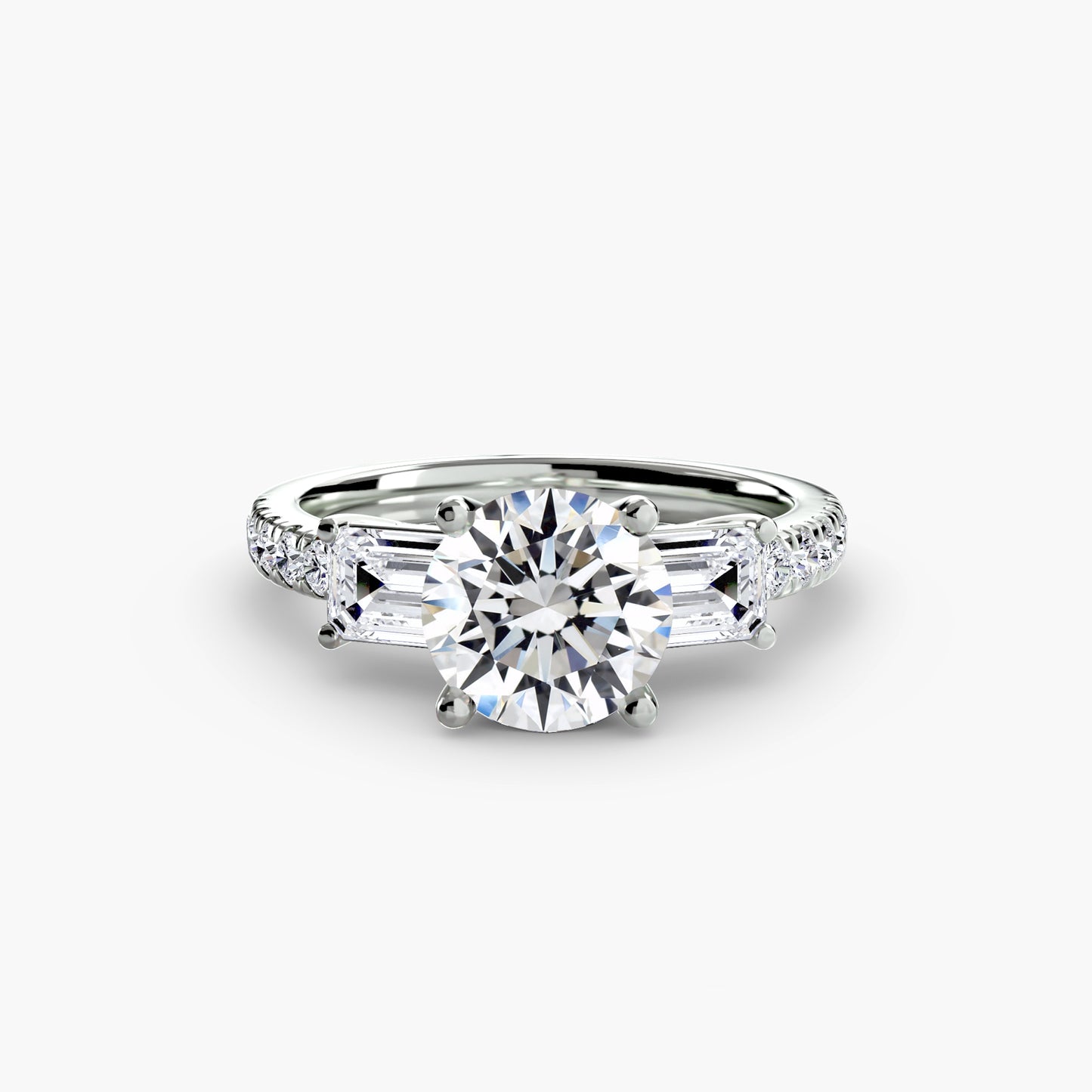 Three-Stone Ring with Pavé Band 4