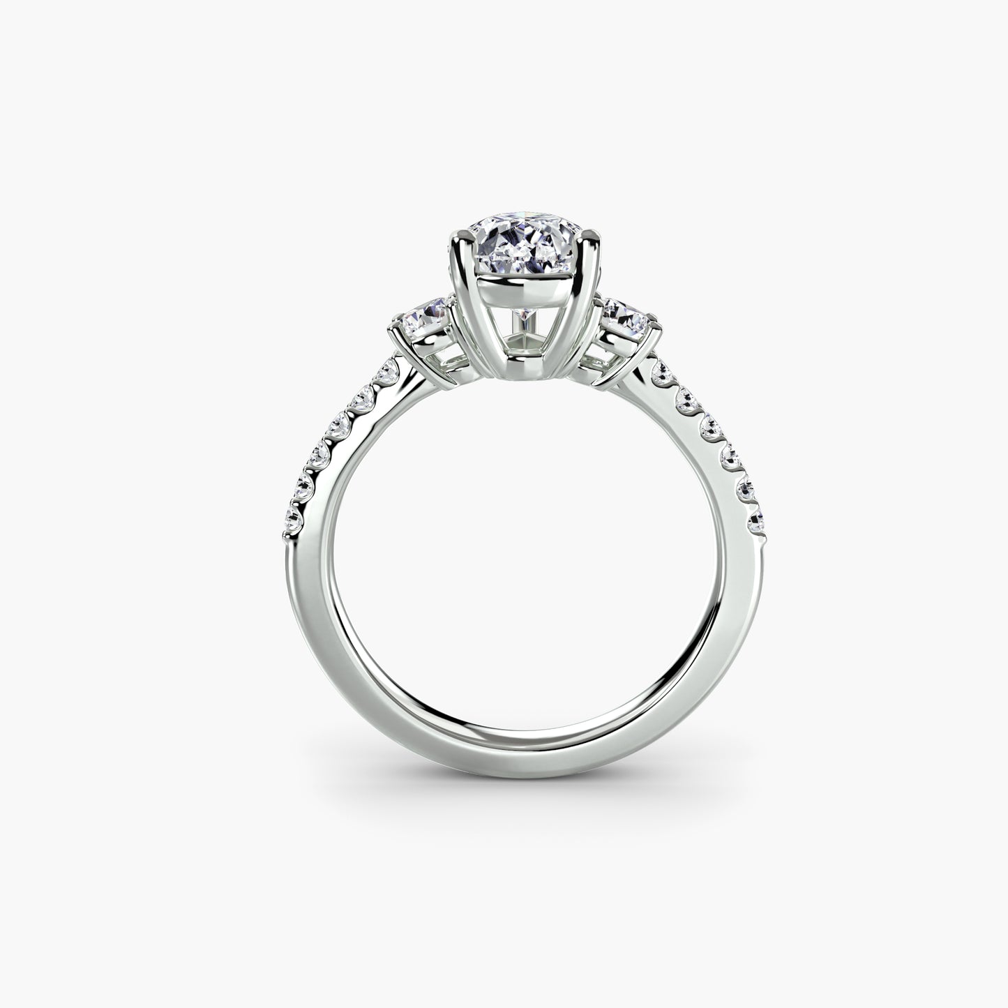 Three-Stone Ring with Pavé Band 5